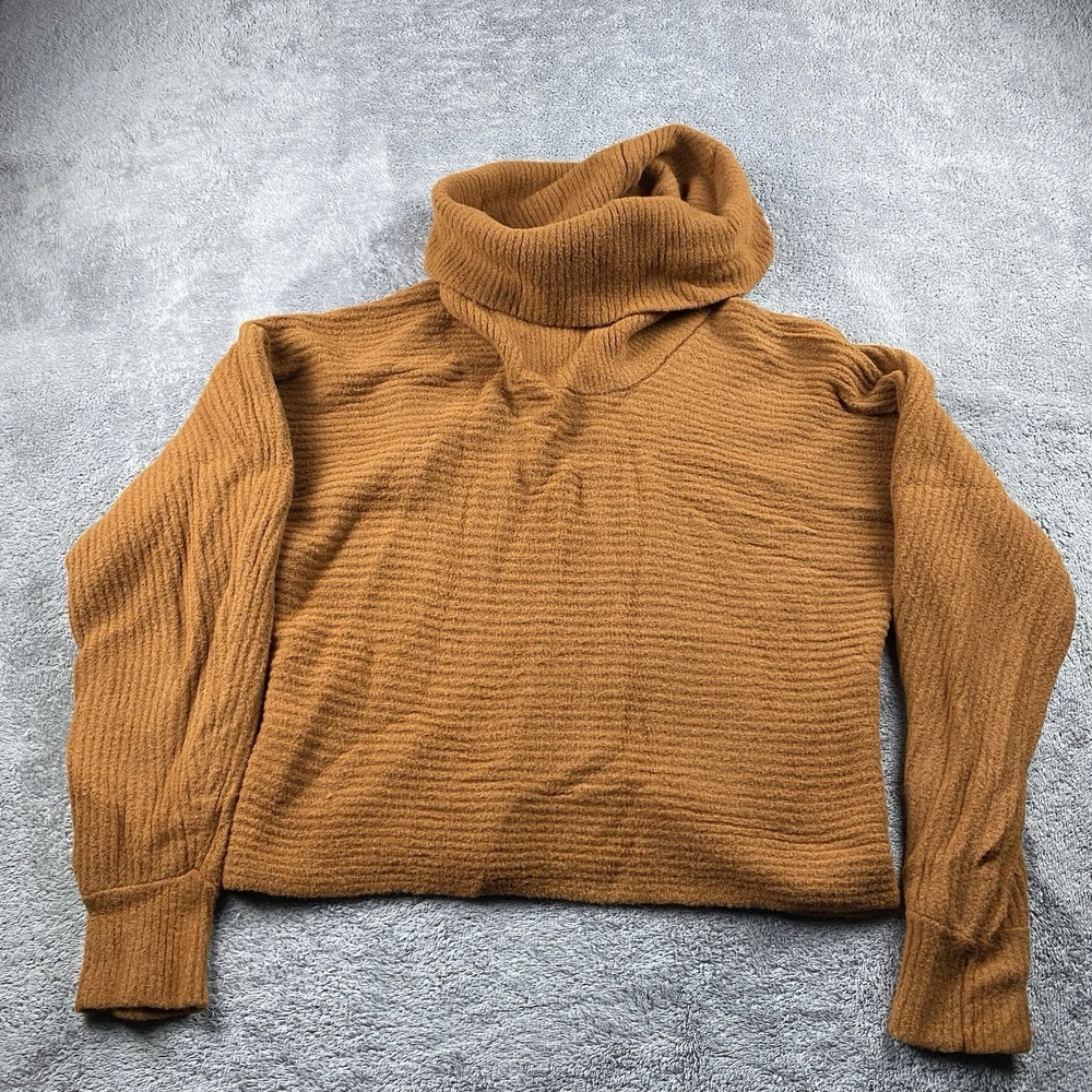 Rachel Zoe Turtleneck Sweater Knit Ribbed Womens Medium Burnt Orange Long Sleeve